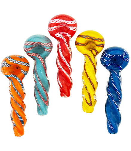 4" Twsited Glass Hand Pipe Spoon