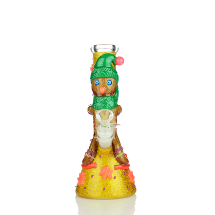 10" Christmas Beaker with 3D Art with 14mm Male Bowl