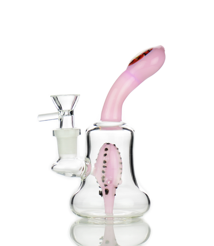 6.5" Water Pipe Bong with Slime Tube Shower and Reversal Mouth Design 14mm Male Bowl