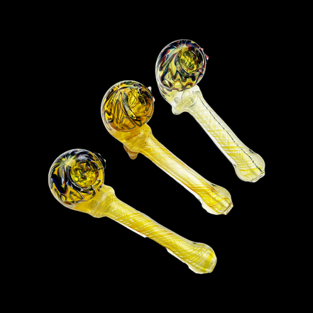 6" Sherlock Drippy Head Gold Fume Glass