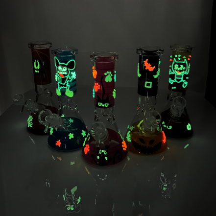 8" Glow In Dark Assorted Design Beaker