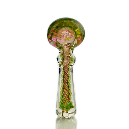 4.5" Gold Fume Hand Pipe Spoon with Swirl Art