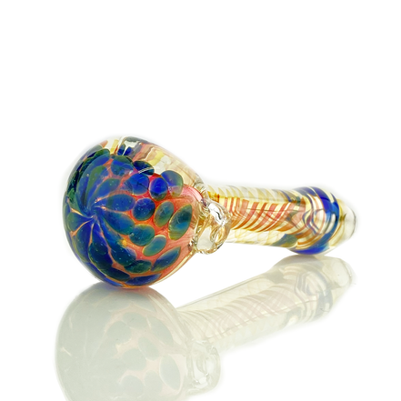 4.5" Hand Pipe Spoon Gold Fume Glass