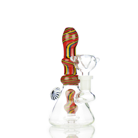 6" Water Pipe Bong Reversal Art Neck with Locket and 14mm Male Bowl