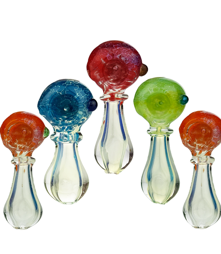 2.5" Silver Fume Double Glass Hand Pipe Spoon