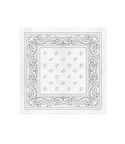 Bandana White Color 100% Cotton (22" x 22")- Pack of 12