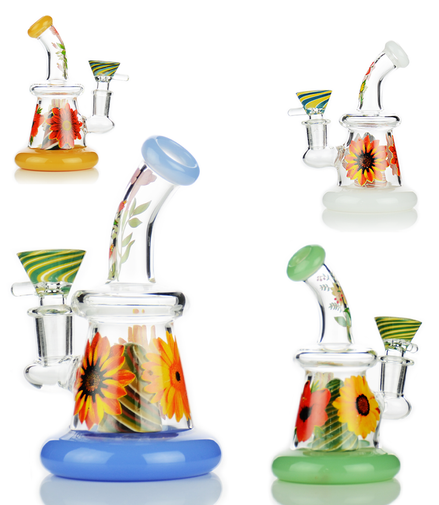 5.5" Flower Water Pipe Bong with 14mm Male Bowl