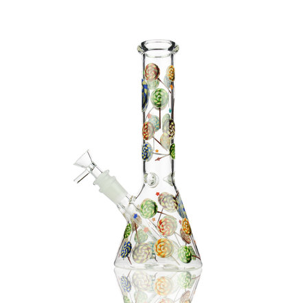 10" Candy Sticker Beaker Glow in The Dark Water Pipe with 14mm Male Bowl