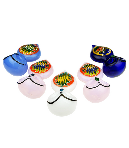 4.5" Owl Hand Pipe Slime Tube With WigWag Art