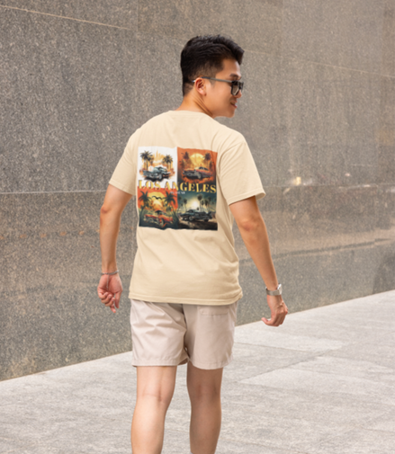 LOS ANGELES Half Sleeve T-shirt Printed - 93% Cotton 7% Elastic