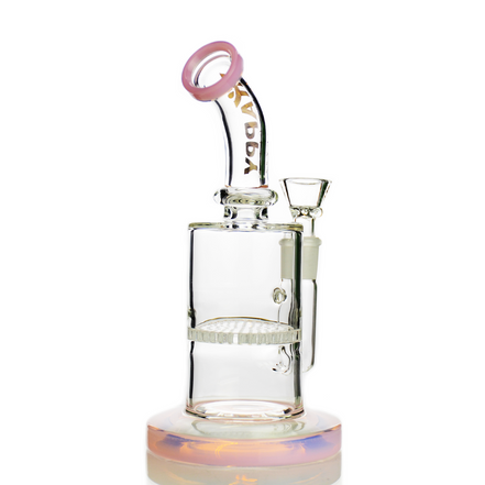 8" Water Pipe Honeycomb Shower with 14mm Male Bowl Happy Fumes Glass