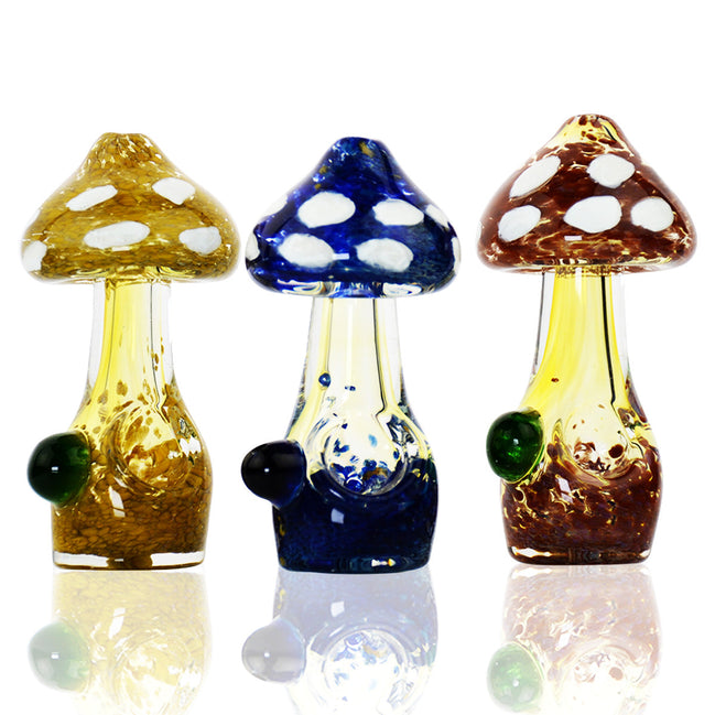 4.5" Mushroom Hand Pipe Spoon Glass Frit Design - LA Wholesale Kings