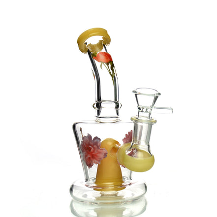 6" Flower Sticker Water Pipe with 14mm Male Bowl