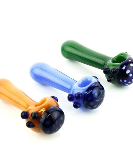 4" Color Tube Glass Hand Pipe With Honeycomb Art Head