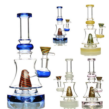 8" Water Pipe with Reversal Art Shower and 14mm Male Reversal Bowl