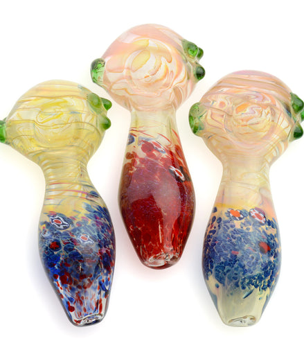 4.5" Hand Pipe with Twisted Fume and Frit Design Approx 125 Grams - LA Wholesale Kings