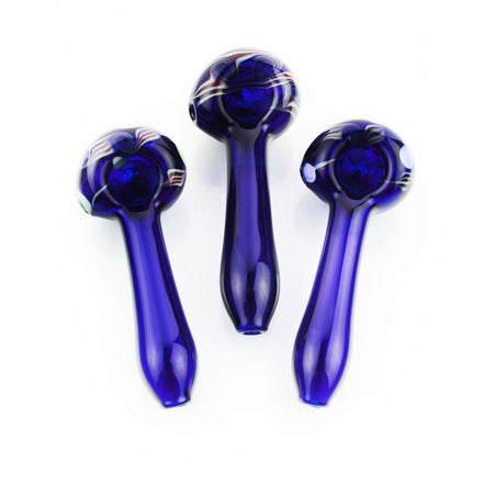 4.5" American Blue Tube Hand Pipe Dot Fancy Art Head Spoon - LA Wholesale Kings
