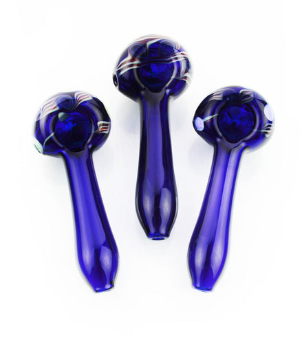 4.5" American Blue Tube Hand Pipe Dot Fancy Art Head Spoon - LA Wholesale Kings