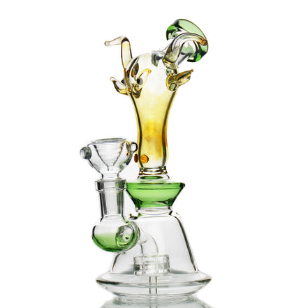 8" Bull Head Water Pipe Fume Glass With 14mm Male Bowl