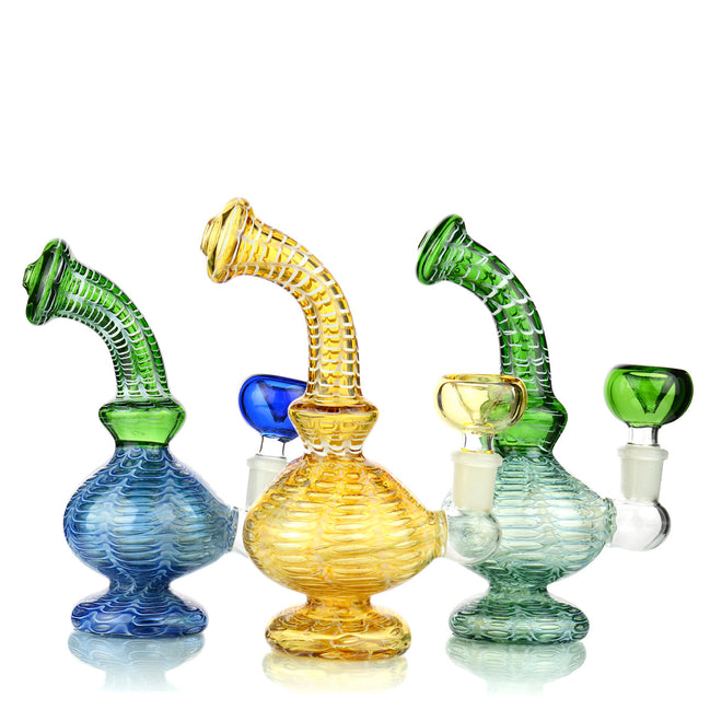 8" Color Tube Net Design Water Pipe 14mm Male Bowl Included Approx 240 Grams - LA Wholesale Kings