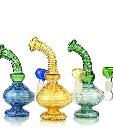 8" Color Tube Net Design Water Pipe 14mm Male Bowl Included Approx 240 Grams - LA Wholesale Kings