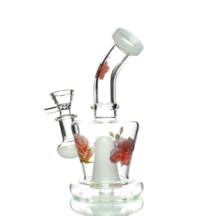 6" Flower Sticker Water Pipe with 14mm Male Bowl