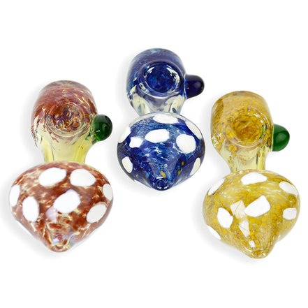 4.5" Mushroom Hand Pipe Spoon Glass Frit Design - LA Wholesale Kings