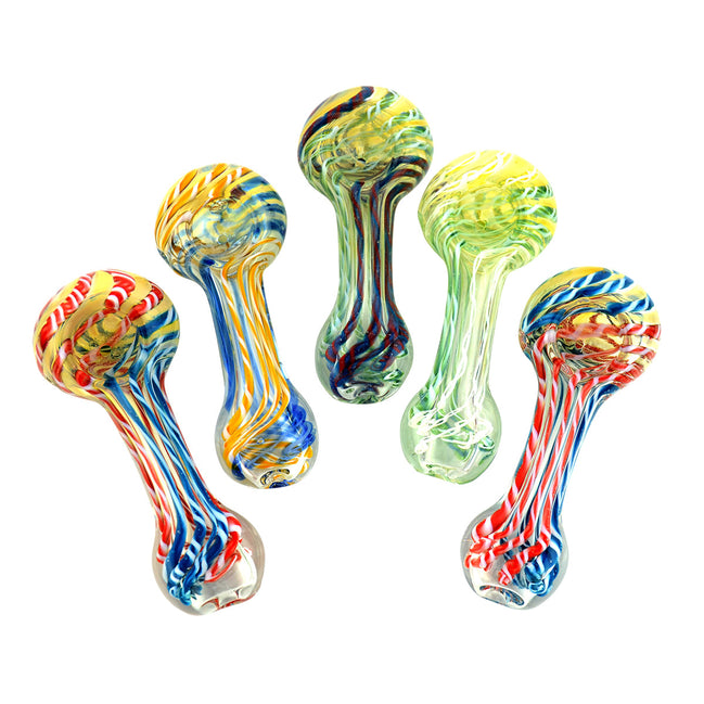 3.5" Hand Pipe Silver Fume Glass Inside Twisting Art - LA Wholesale Kings