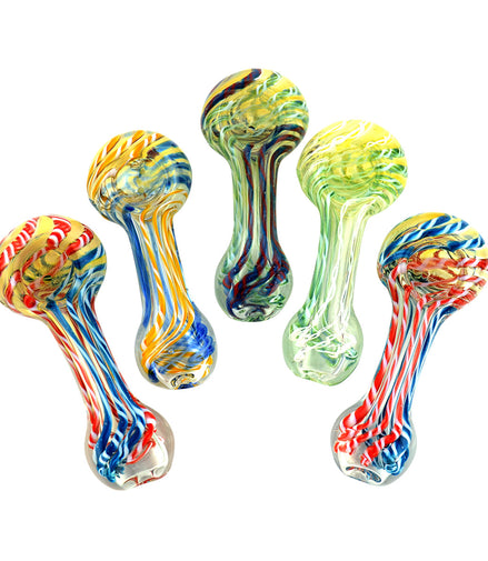 3.5" Hand Pipe Silver Fume Glass Inside Twisting Art - LA Wholesale Kings