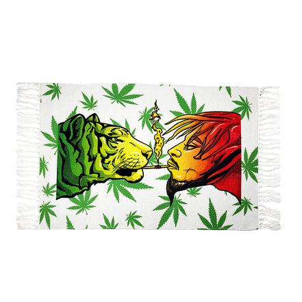 Handloom Printed Tiger-Guy Smoking Art Design Doormat Size 2ft x 3ft