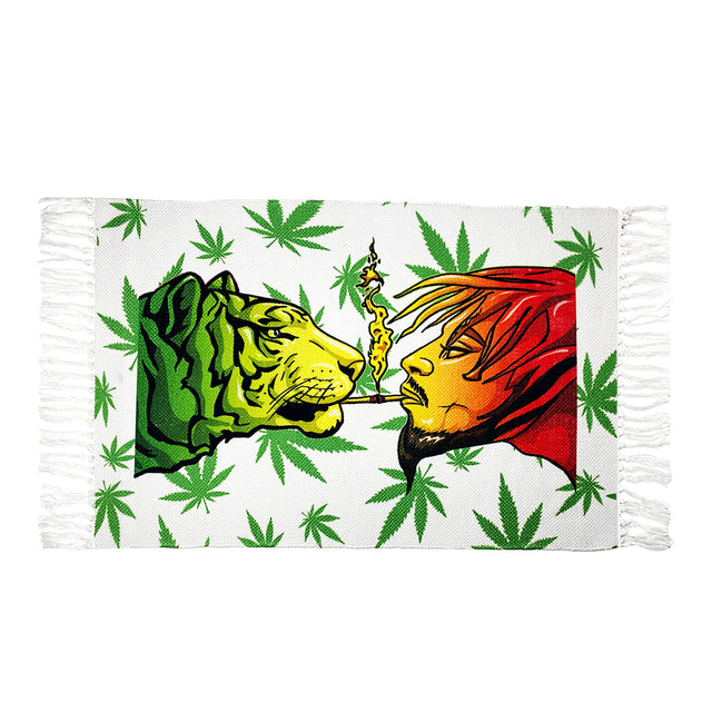 Handloom Printed Tiger-Guy Smoking Art Design Doormat Size 2ft x 3ft