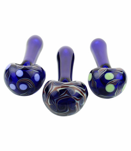 4.5" American Blue Tube Hand Pipe Dot Fancy Art Head Spoon - LA Wholesale Kings