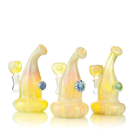 6" Pumpkin Design Silver fumed Bong with Flower Locket 14mm Male Bowl Included Approx 175 Grams - LA Wholesale Kings