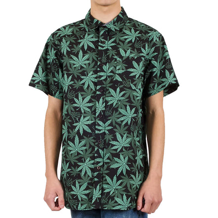 Black MLeaf Woven Short-Sleeve, Pack of 6 Units 1S, 2M, 2L, 1XL