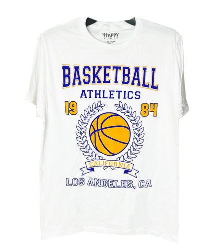 Basketball White Short Sleeve T-Shirt - Pack of 6 Units  1S, 2M, 2L, 1XL