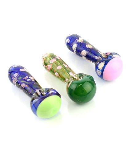 4" Blue Bubbler Strap Hand Pipe With Slime Head