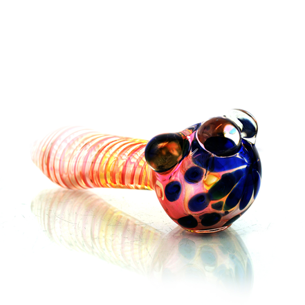 5" Gold Fume Hand Pipe With Swirling Art and Flower Head Design 200G