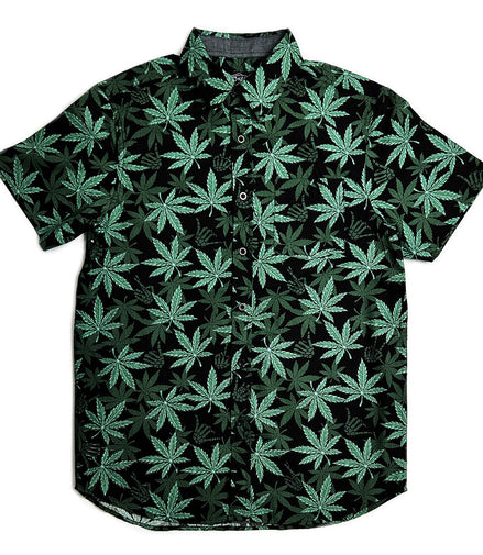 Black MLeaf Woven Short-Sleeve, Pack of 6 Units 1S, 2M, 2L, 1XL