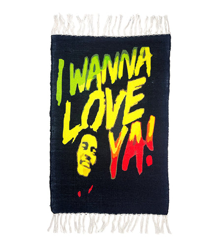 Handloom Printed I Wanna Love Ya! Design Doormat Size 2ft x 3ft