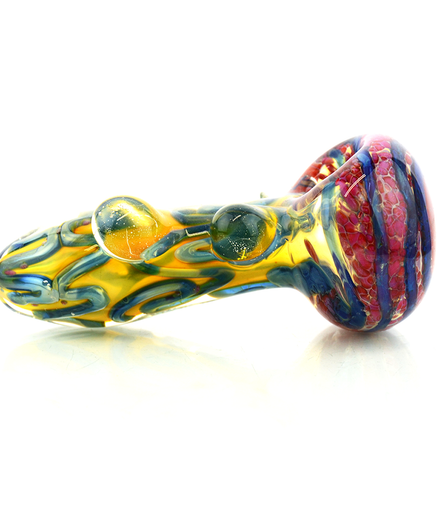5" Gold Fume Glass with Knockers 200G and Frit Glass Art