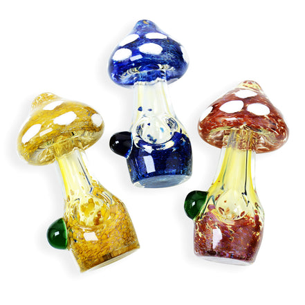 4.5" Mushroom Hand Pipe Spoon Glass Frit Design - LA Wholesale Kings