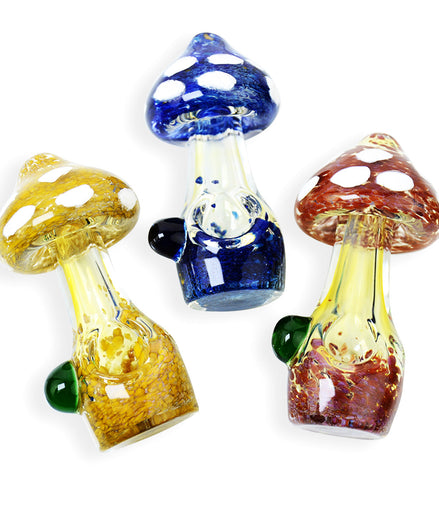 4.5" Mushroom Hand Pipe Spoon Glass Frit Design - LA Wholesale Kings