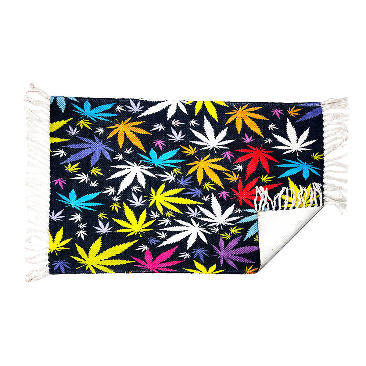 Handloom Printed Multi Color Weed Leaf Design Doormat Size 2ft x 3ft