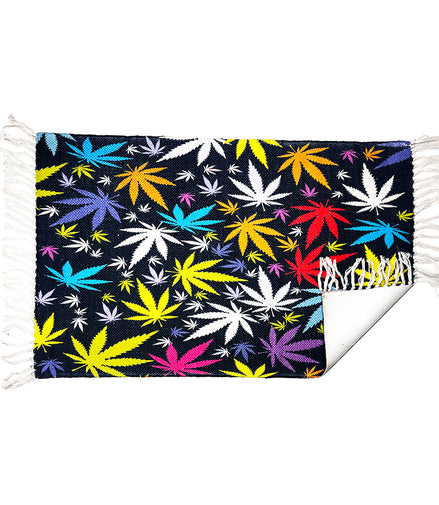 Handloom Printed Multi Color Weed Leaf Design Doormat Size 2ft x 3ft