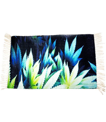 Handloom Printed Natural Weed Leaf Art Design Doormat Size 2ft x 3ft