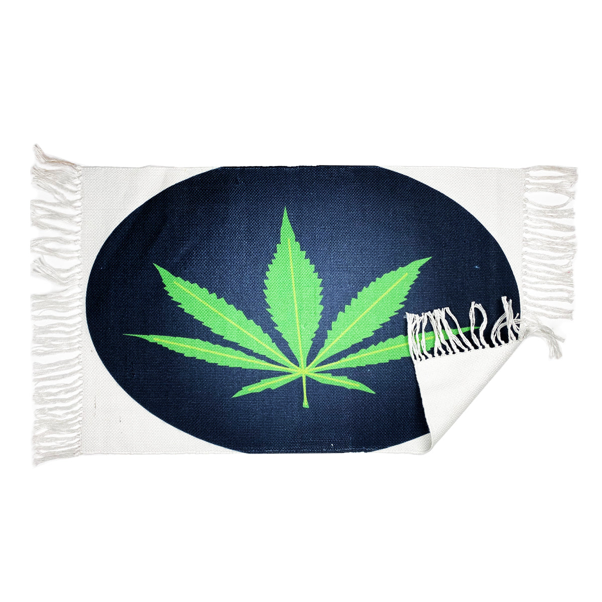 Handloom Printed Weed Leaf Design Doormat Size 2ft x 3ft