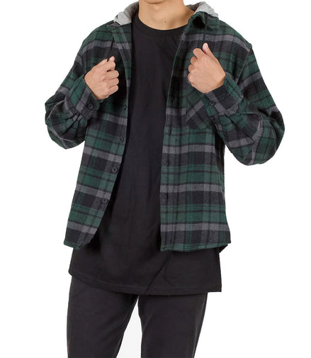 5 Pieces Pack of Green/Black - Drippy Smiley Flannel Shirt Hoodie 1S-1M-2L-1XL