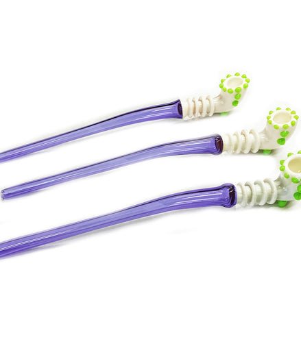 14" Gandalf Pipe Purple Tube Glass with White Tube Head