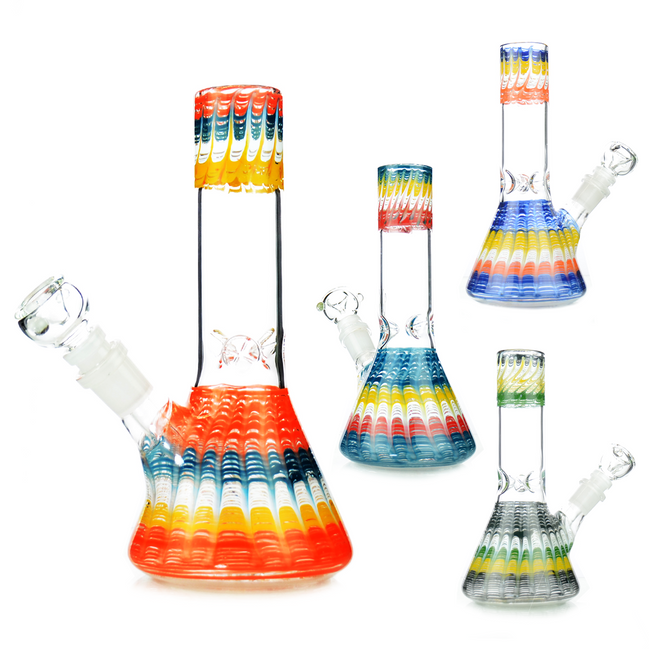 8" Zigzag Fancy Design Beaker American Colors - LA Wholesale Kings