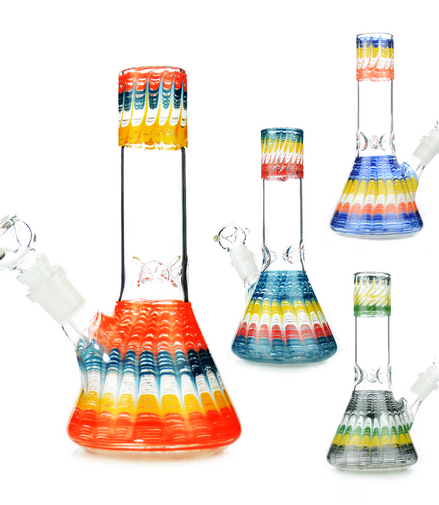 8" Zigzag Fancy Design Beaker American Colors - LA Wholesale Kings